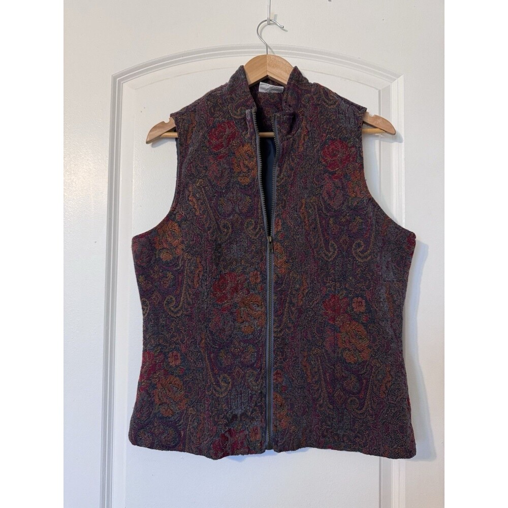 Vintage White Stag Chic Vintage Tapestry Vest Women’s 12/14 Grandmacore Floral